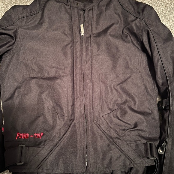 Power Trip Motorcycle Jacket w/ Back/Elbow Armor & Removable Liner Men's Small - Picture 2 of 5